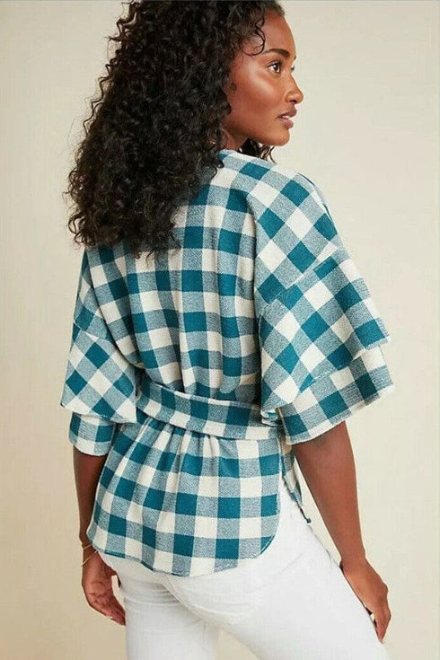 Laszlo Top - Teal Gingham