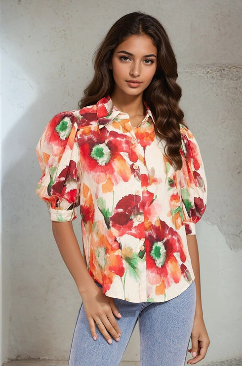 Palmira Top - Wild Poppies