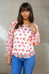 Pink and Red Cheetah Mash Embroidered Top