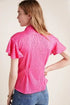 Pink Flutter Sleeve Button Up Top