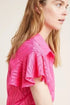 Pink Flutter Sleeve Button Up Top