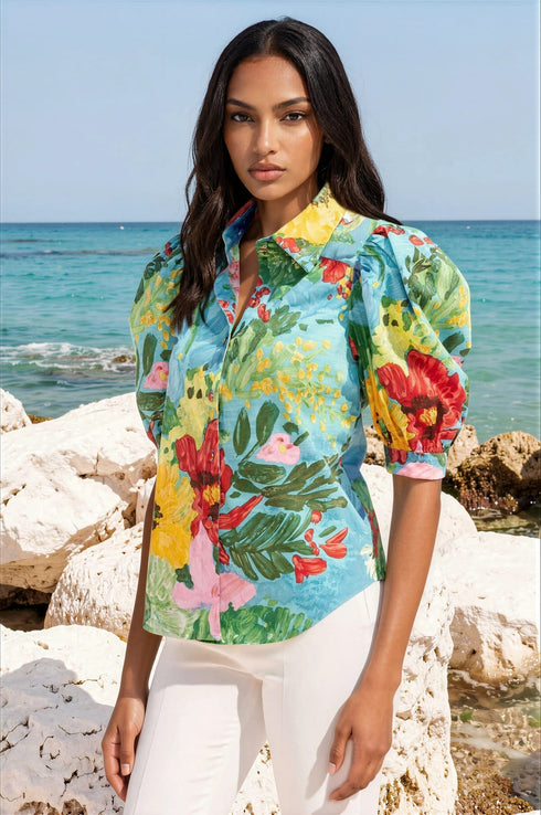 Sadie Collared Half Sleeve Shirt Top - Matisse