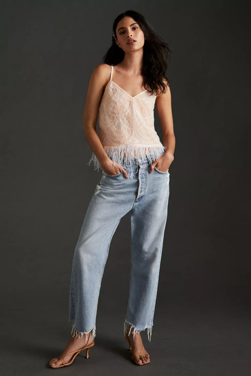 Sequin Feather-Hem Tank