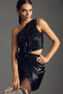 Sequin One-Shoulder Top - Black