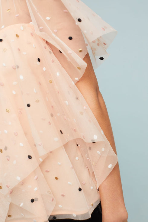 Tiered Pink Top - Polka Dot