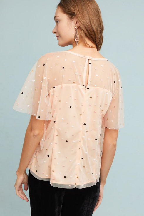 Tiered Pink Top - Polka Dot