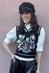 Tulip Knit Vest - Black and White