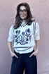 Tulip Knit Vest - Navy and White