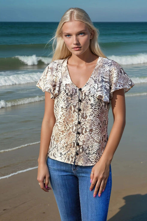 Willow Snake-Printed Blouse