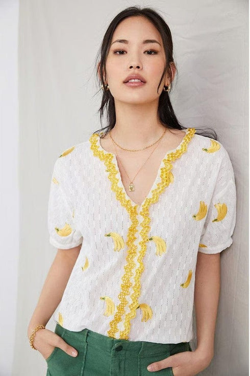 Yellow Bananas Embroidered Blouse