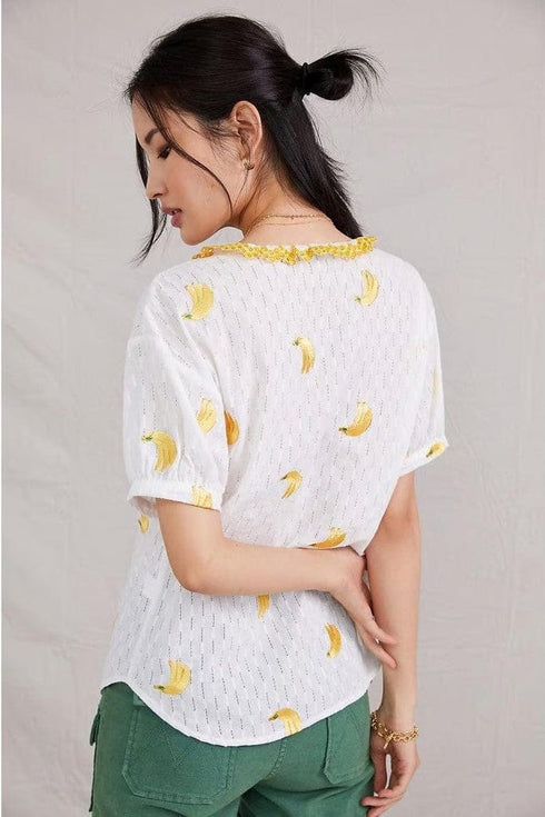 Yellow Bananas Embroidered Blouse