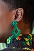 Forest Green Beaded Drop Earrings
