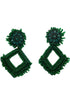 Forest Green Beaded Drop Earrings