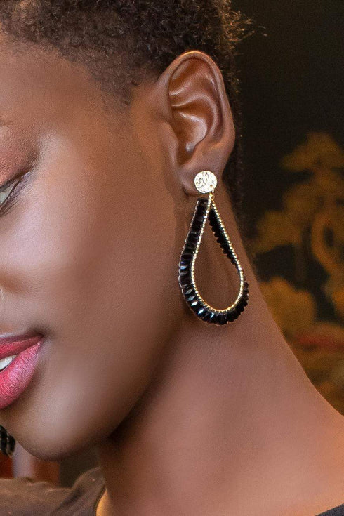 Black & Gold Beaded Teardrops