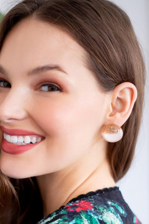 Champagne Resin Sparkle Post Earrings