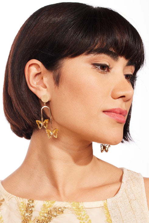 Crystal and Gold Butterfly Earring