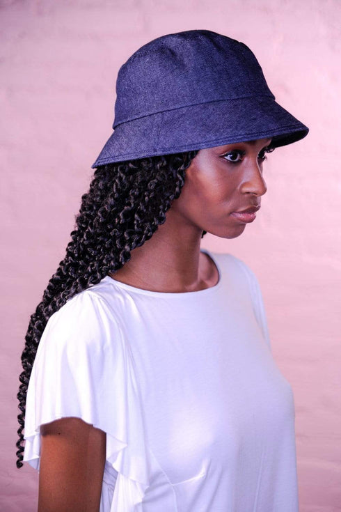Denim Bucket Hat With Detachable Face Shield
