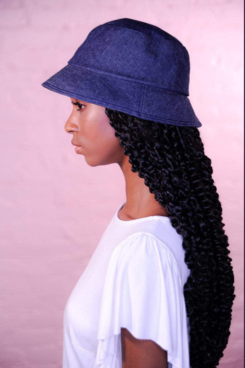 Denim Bucket Hat With Detachable Face Shield