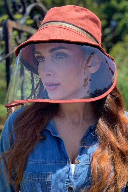 Face Shield Bucket Hat- Tangerine
