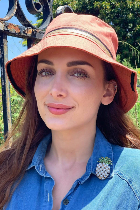 Face Shield Bucket Hat- Tangerine