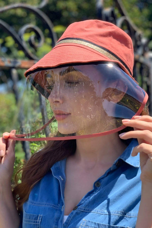 Face Shield Bucket Hat- Tangerine