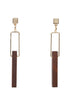 Gold with Wood Swing Drop Earrings