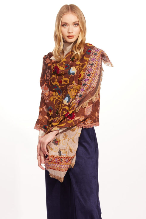 Hand Stitched Brown Shawl