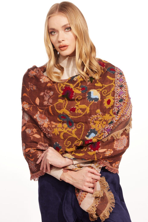Hand Stitched Brown Shawl