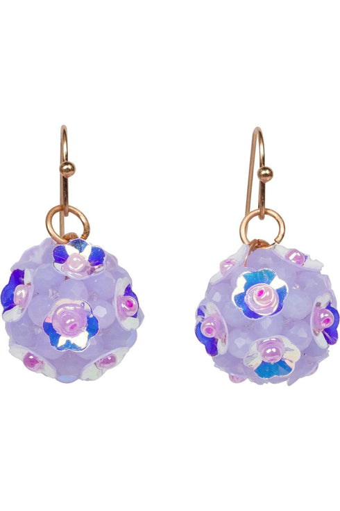 Lilac Beaded Ball Drop Earring