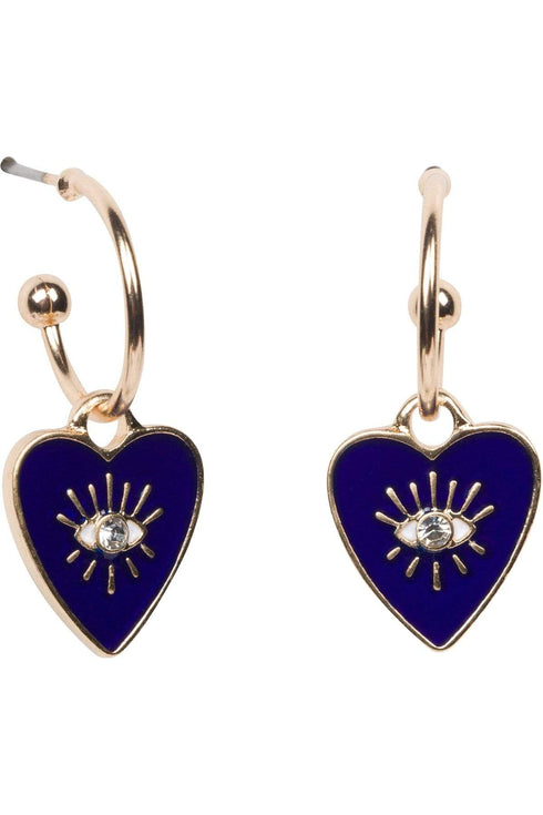 Navy Heart Spirit Eye Earrings
