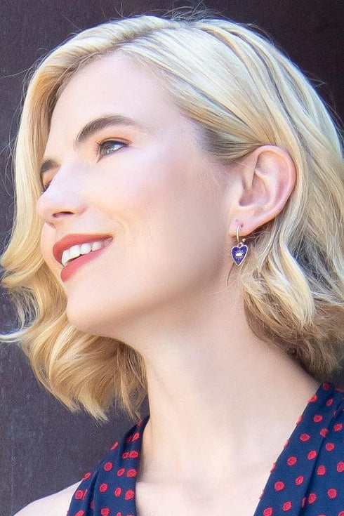 Navy Heart Spirit Eye Earrings