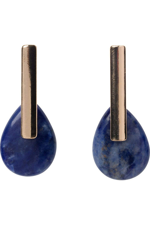 Navy Marble Tear Drop Earring