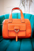 Vegan Leather Top Handle Bag - Orange