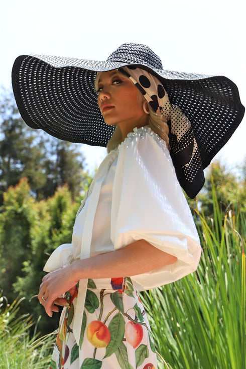 Oversized Floppy Brim Sun Hat - Black