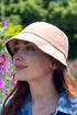 Pink Linen Bucket Hat With Detachable Face Shield