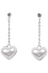 Silver Pearl Heart Drop Earrings