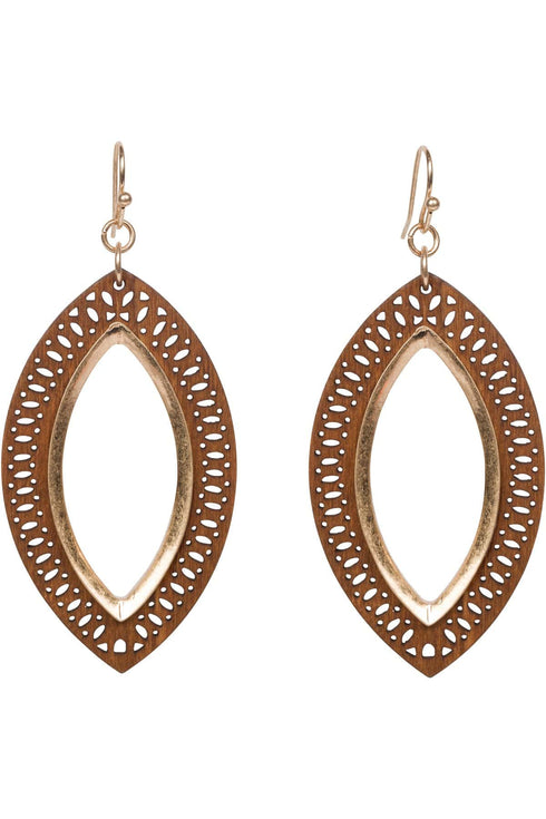 Wood Laser Cut Leaf Earrings