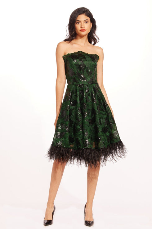 Alma Strapless Midi Dress - Christmas Green