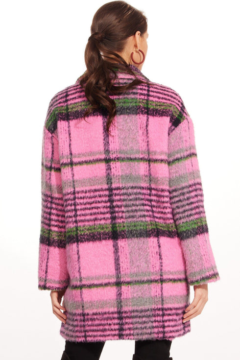 Plaid Coat – Bubble Gum Pink