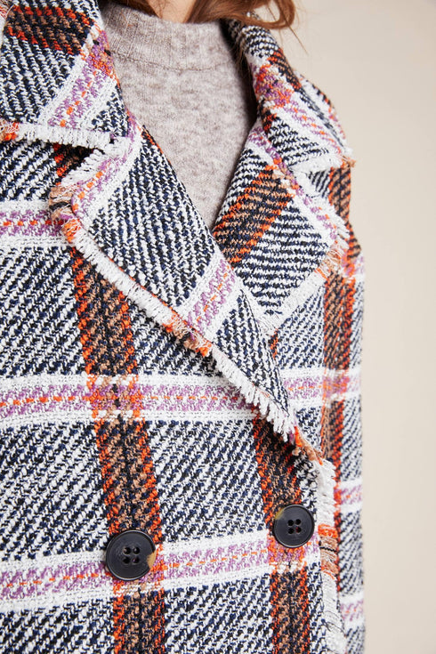Carrie Double Breasted Plaid Tweed Coat