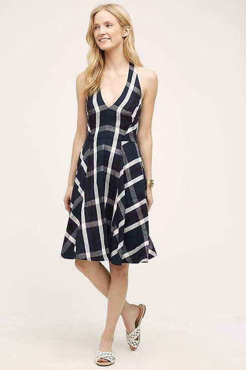 Anya Dress - Navy Plaid