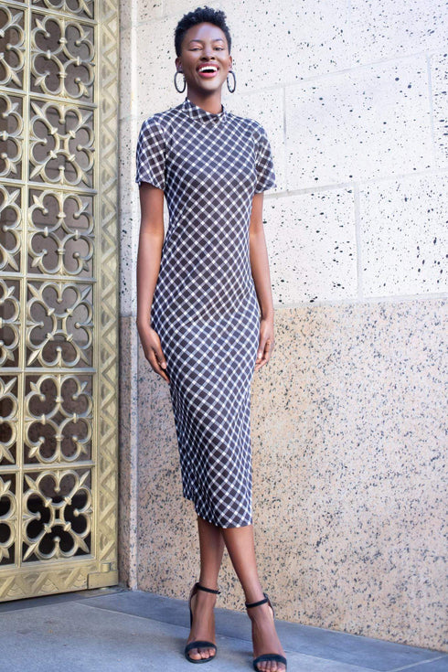 Mock Neck Midi Dress