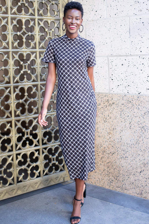 Mock Neck Midi Dress