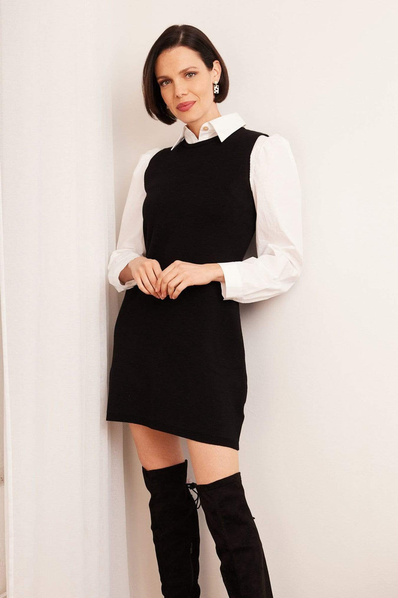 Layered Mini Dress - Black and White Eva Franco Layered Mini Dress - Black and White Eva Franco