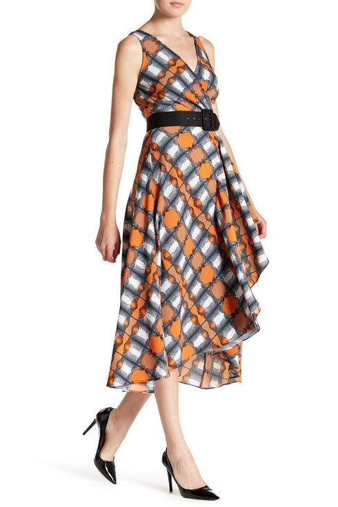 Camille Dress - Orange/Navy