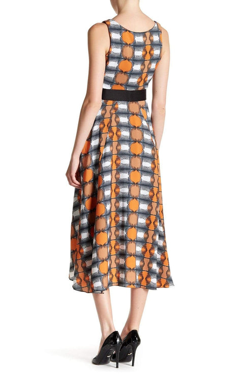 Camille Dress - Orange/Navy