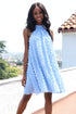 Halter Swing Mini Dress - Light Blue Petal