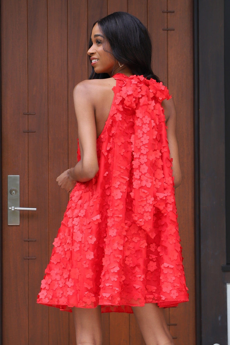 red halter swing dress FARM Rio Mini Dress in Red