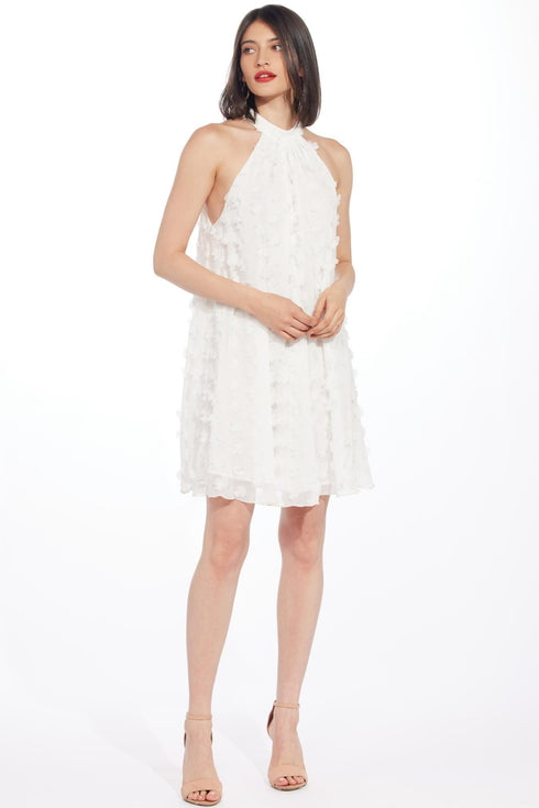 Halter Swing Mini Dress - White Petal
