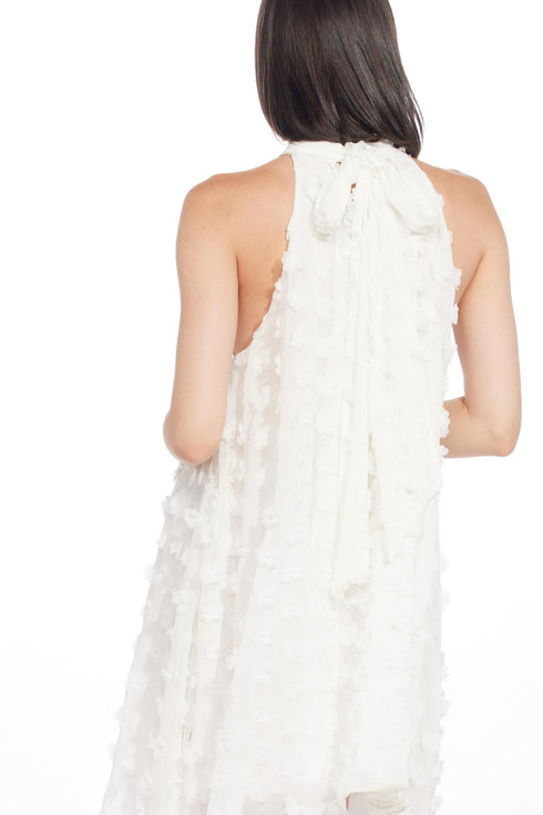 Halter Swing Mini Dress - White Petal